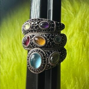 Judith Ripka Sterling Silver Black Spinel Multi-Gemstone Snake Wrap Ring